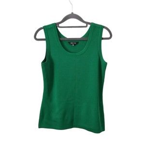 Misook Basic Green Tank Top Womens PXS Acrylic Polyester Knit Sleeveless Shirt